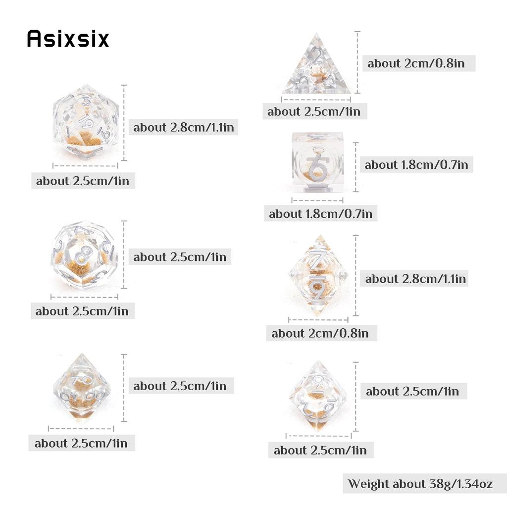 7 шт. белый струящийся песок, белый номер, острые края, многогранные кости, подходят для настольной игры в жанре RPG