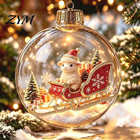 Indoor Outdoor Xmas Decor Glowing Christmas Story Ornament, Light?Up Mini Holiday Scene Hanging Ball with Warm Seasonal Home Accents LED Light,