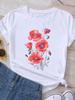 (Asian Size) Clothing T Shirt Tee Top Flower Watercolor Trend Cute Women Woman Print Fashion Female Short Sleeve Graphic T-shirts