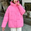 BITCED Plus Size Thickened Cotton Coat Women's Fall/Winter A-Line Loose Fit Puffer Jacket Warm Cotton-Lined Hooded Outerwear