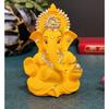 Yellow Mukut Ganesha - Good for Divine Home/Office Decor, Car Dashboard Idol, Housewarming Gift