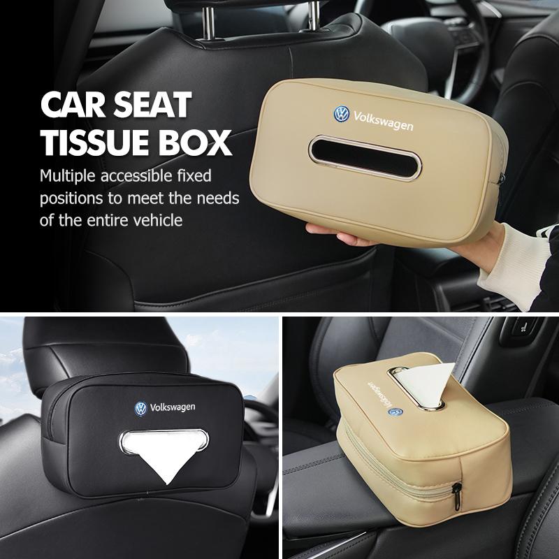 For Volkswagen VW Car Leather Tissue Box Square Vehicle Seat Back Tissue Holder Scirocco Passat Polo B5 B6 B7 CC Tiguan Sharan zh5
