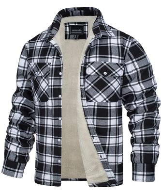 Клетчатая рубашка Boa Running Chest Plaid Cold Weather Work Large Black M [TACVASEN] Мужская рубашка, удобная, эластичная, подкладка, износостойкая, плотная, функциональная,