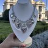 Серебристая цепочка в винтажном стиле с несколькими подвесками в виде Святого Сердца Женский аксессуар для вечеринок Бижутерия