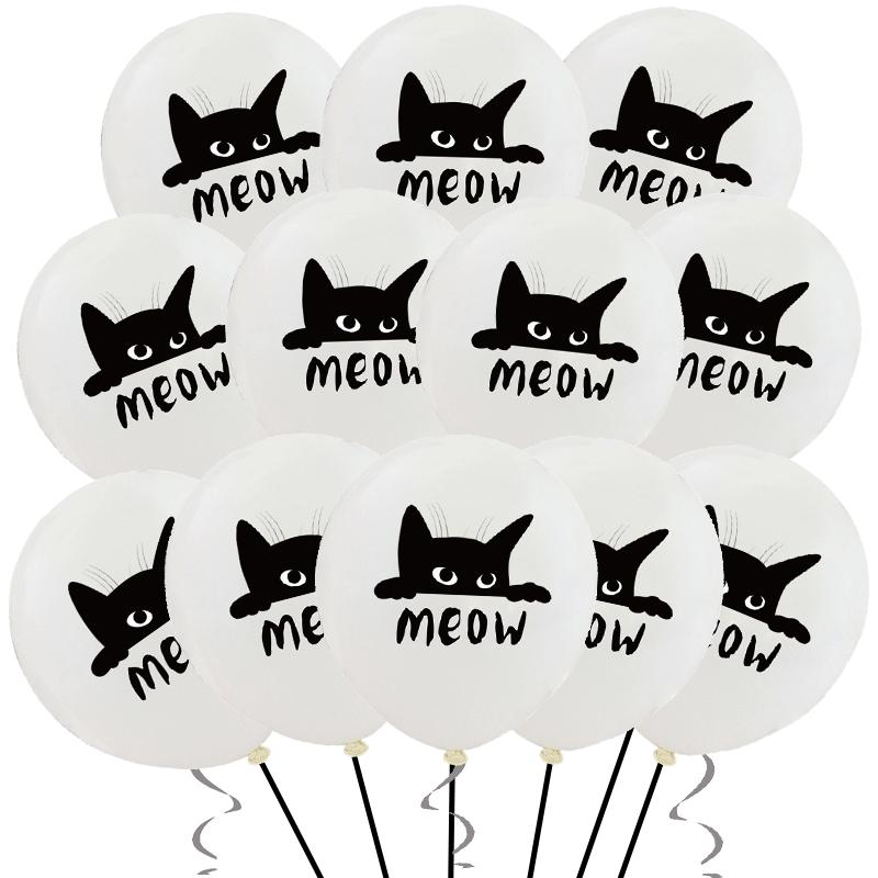 Cat Pet Dog Birthday Party Latex Balloons Cute Cartoon Kitten Print Balloons Supplies Meow Kitty Theme Balloons for Birthday