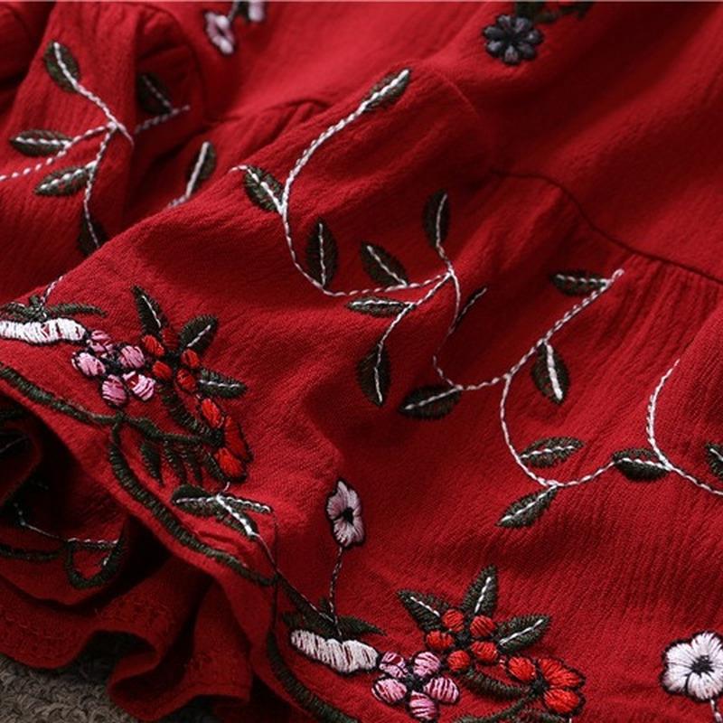 RUGOD 2022 рубашка с круглым вырезом в национальном стиле, женская дизайнерская свободная хлопково-льняная рубашка с вышивкой в ​​стиле ретро, ​​тонкий топ с оборками