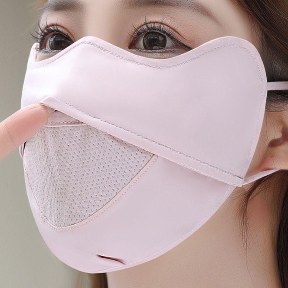 Solid Color Ice Silk Face Scarf Mesh Anti-uv Face Cover Thin Sunscreen Veil  Sports