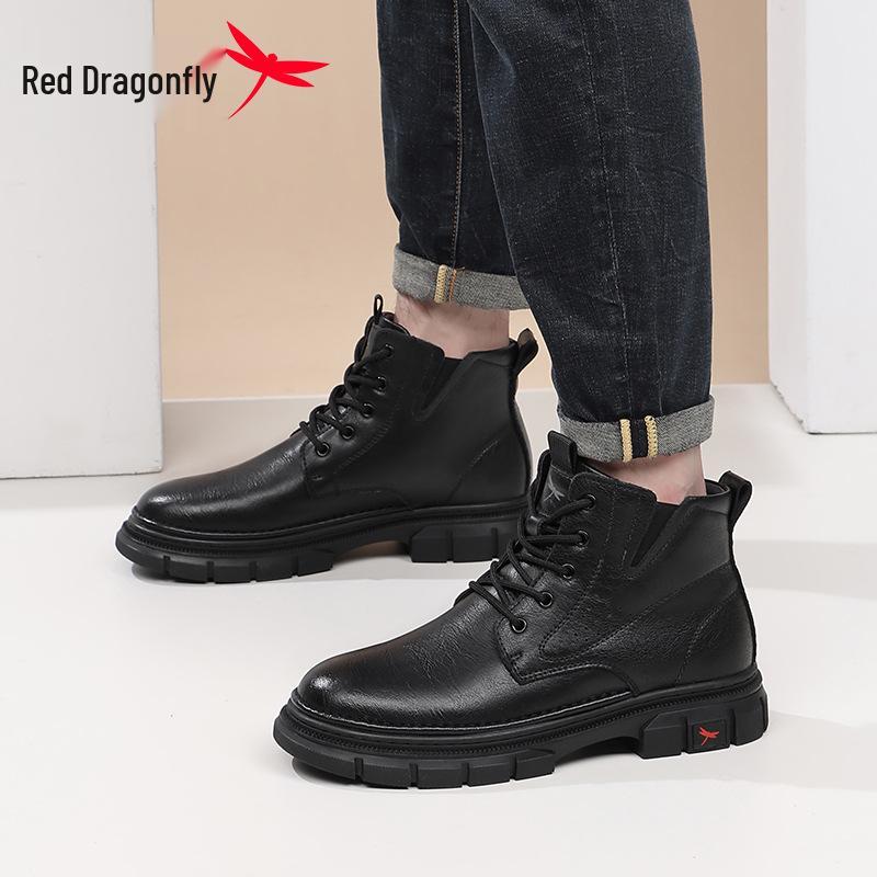 Мужские высокие ботинки Martin из натуральной кожи Red Dragonfly для осени/зимы