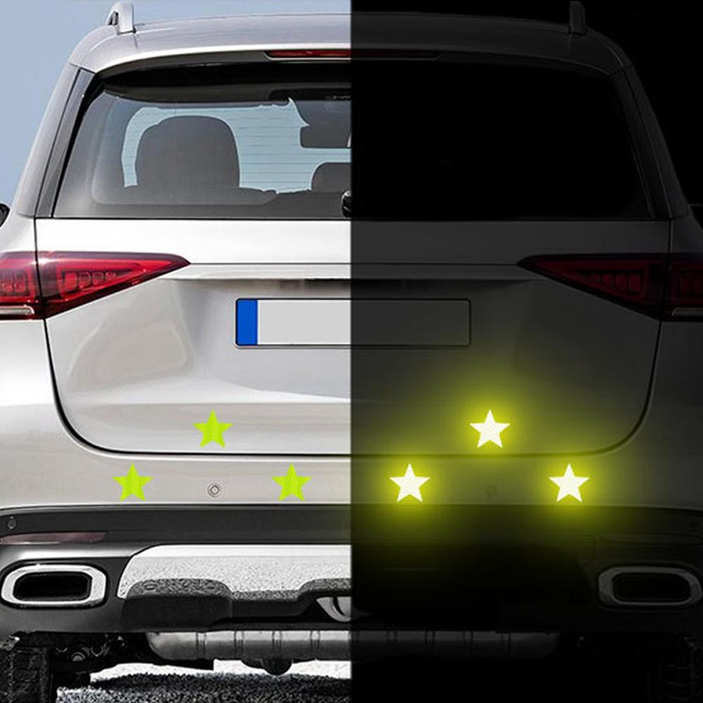 6 шт. светоотражающая наклейка для автомобиля, самоклеящаяся, предупреждающая о безопасности, для грузовика, мотоцикла, прицепа, в форме звезды