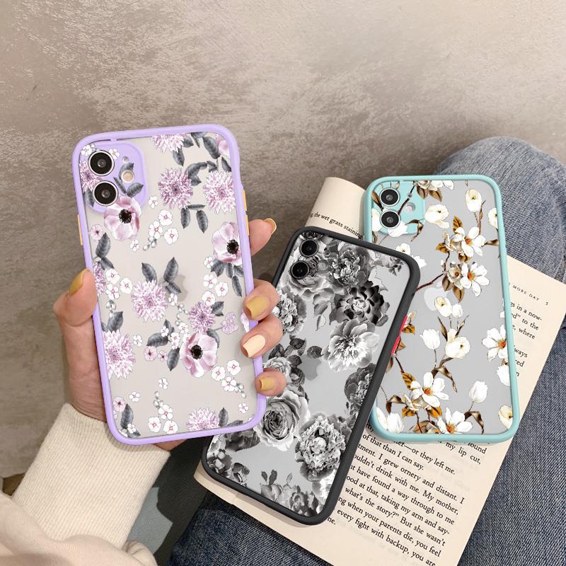 Цветочный чехол для телефона для iphone 16 11 12 13 14 15 Pro Max для iphone 7 8 Plus SE2 X XR XS MAX Расписные цветы Ударопрочный чехол