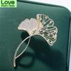 Ginkgo Leaf Brooch Female Cute Retro Design Sense Rhinestone Corsage Anti -Empty Brooch Clothing Accessories Clothing Accessories