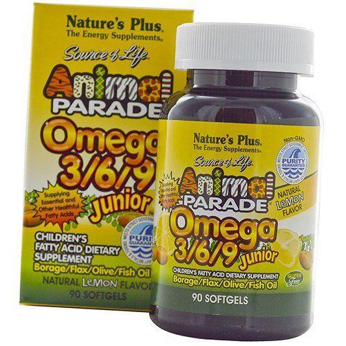 Complex Omega 3 6 9 for Children, Animal Parade Omega 3/6/9 Junior, Nature's Plus 90gelcaps Lemon (67375002)