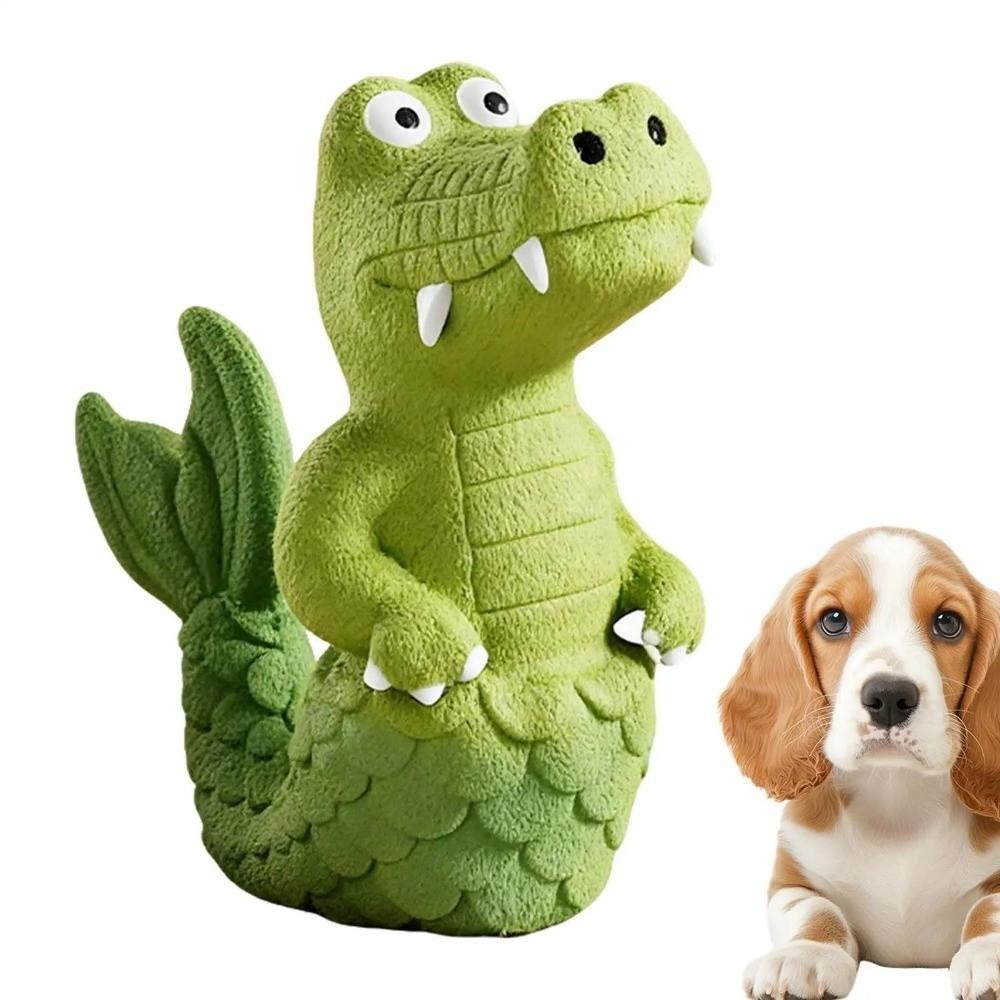 Natural Latex Latex Chew Toy Green Color Plush Crocodile Toy Squeaky Alligator Dog Toy  Pet Biting