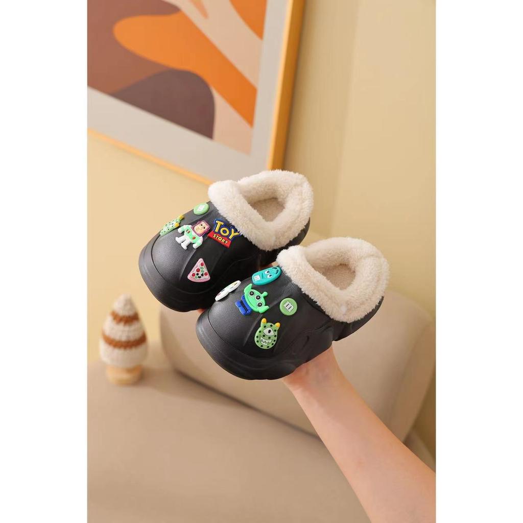 Детские хлопковые тапочки из ЭВА Зимние детские теплые милые мультяшные тапочки Базз Лайтер Съемные нескользящие хлопковые тапочки для родителей и детей