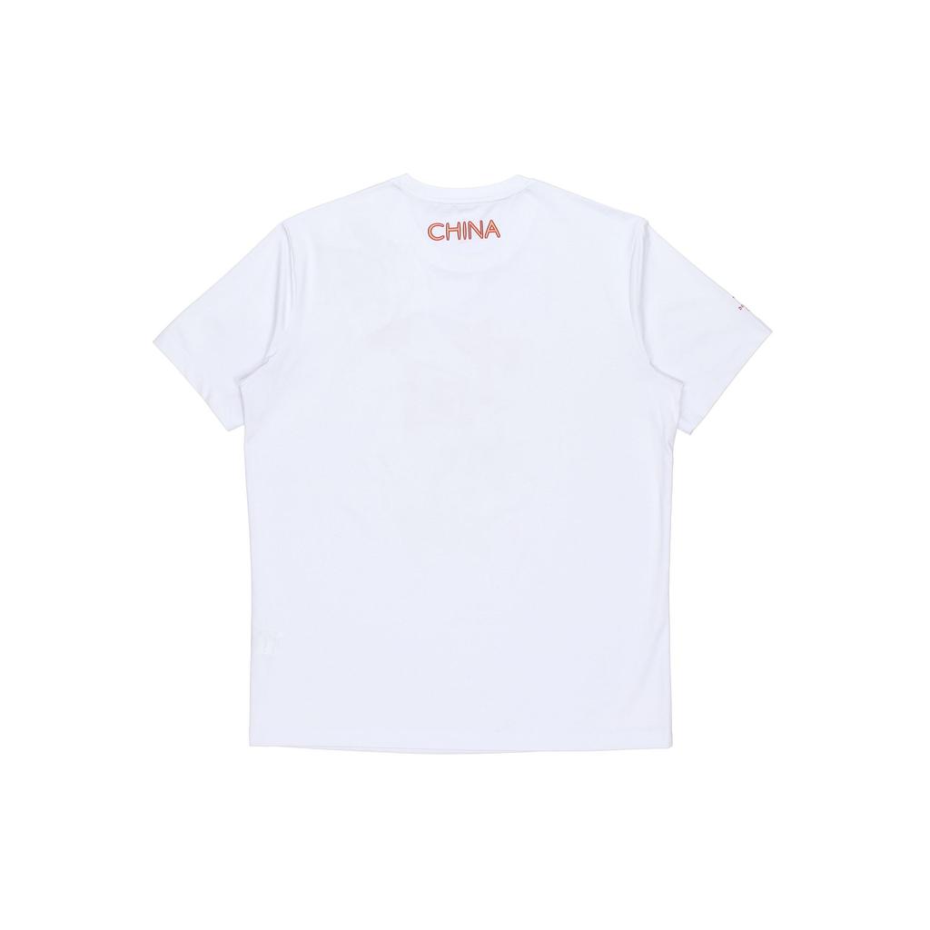 Anta Вязаная спортивная футболка с коротким рукавом с принтом национального флага Elite Series, топы унисекс, белая 172130107-2