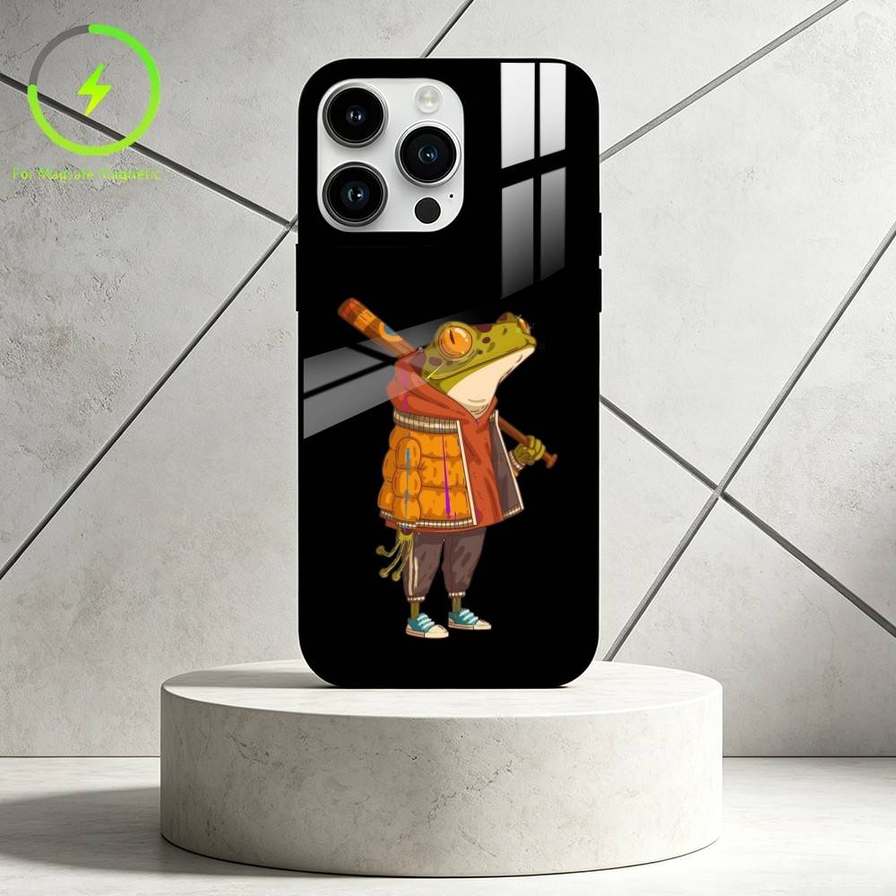 A-Anthropomorphic frog Phone Case For iPhone 17 16 15 14 13 12 Pro Max Plus for Mirror Wireless Magnetic Cover