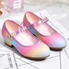Spring Children High Heels Rainbow Sequins Kids Girls Versatile Wedding Leather Shoes Fashion Causal Princess Dress Single Shoes