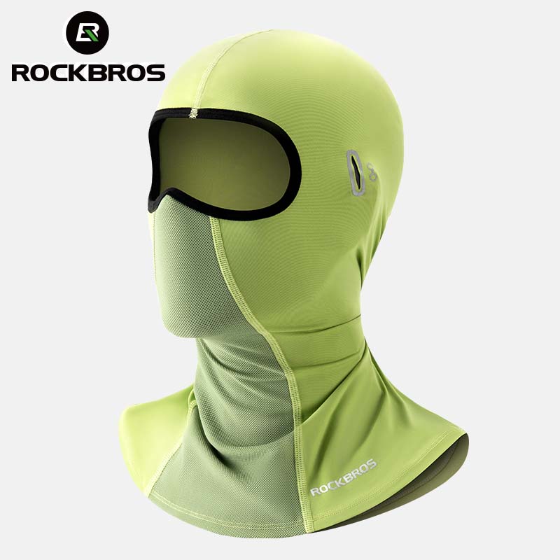 ROCKBROS Summer Cycling Face Mask Lightweight Breathable Cool Ice Silk Scarf With Glasses Holes Sunscreen Mask Cycling Headgear