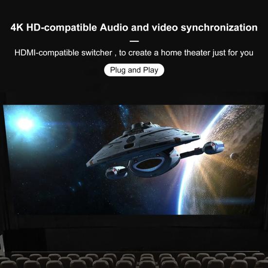 4K HD-совместимый коммутатор 3 входа 1 выход с кнопкой Быстрое переключение Деликатные точные звуковые эффекты Конвертер, совместимый с HDMI