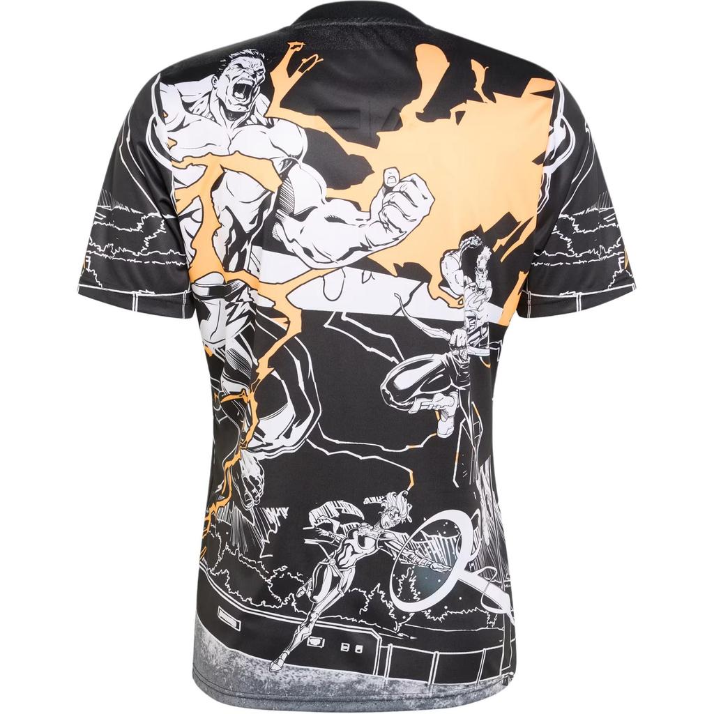 Adidas X Коллаборация Marvel Регби FW25 Разминочная футболка капитанов All Blacks Влагоотводящая Приталенного кроя Футболка регби с круглым вырезом и коротким рукавом Мужские топы JV7531