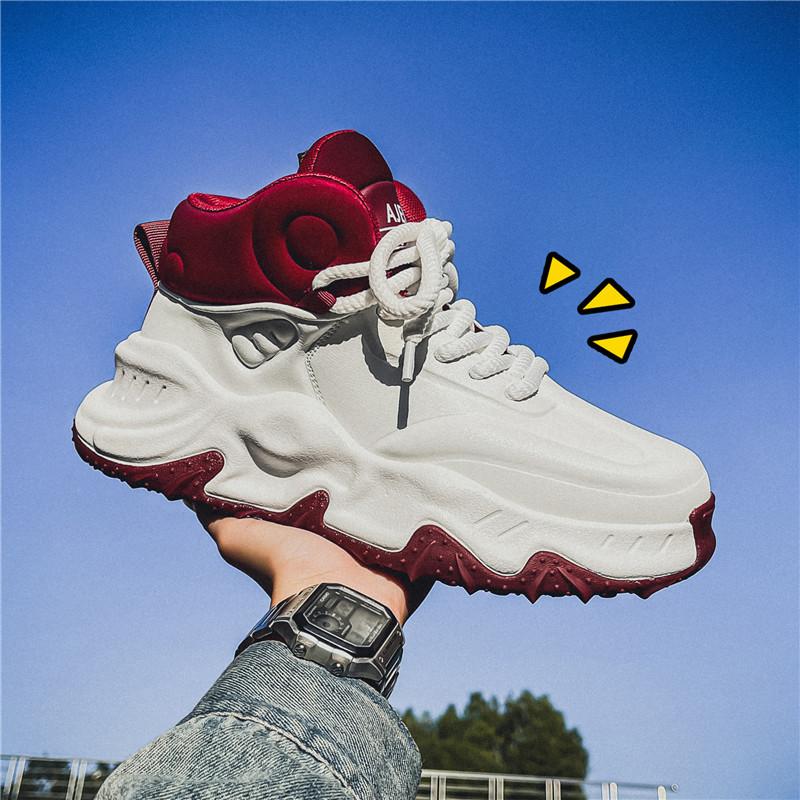 Новая мужская обувь средней высоты, универсальная модная обувь на платформе, нескользящая, дышащая, износостойкая и амортизирующая повседневная спортивная обувь