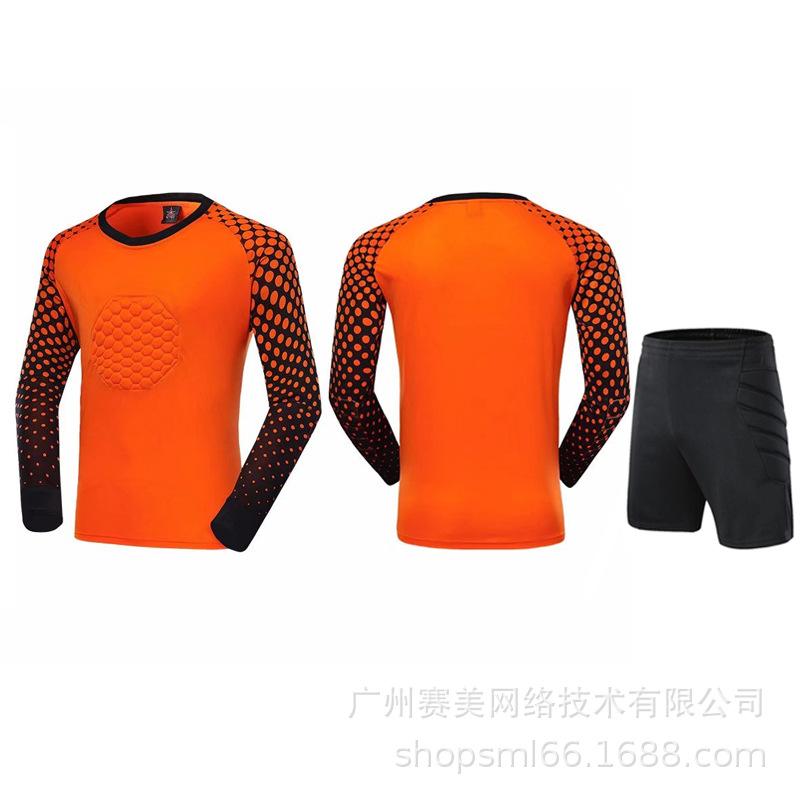 Football goalkeeper jersey set Adult children long-sleeved sponge pads Game training goalkeeper jersey wholesale