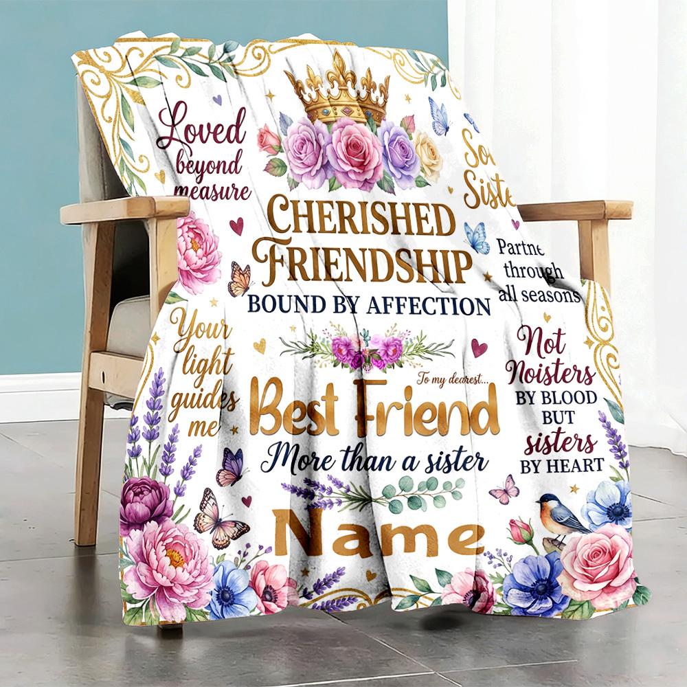 Cherished Friendship Customize Your Name Home Blanketss Comfortable Soft Lightweight Multiseasonal Blanket For Picnics Sofas Offices Beds Living Rooms