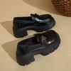 French Platform British Style Small Leather Shoes for Women 2025 Autumn New Black One-pedal Butterfly Single Shoes Loafers for Women