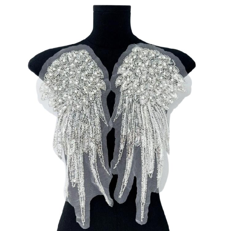 2 лота Рюкзак Легкий вес Нашивки Аппликации для свадебного платья Тканевые пришивные нашивки для вечеринок или свадеб