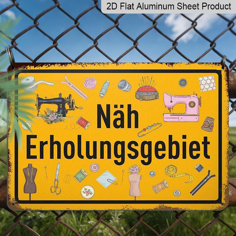 2D Flat 1pc Aluminium Metal Sign Plaque, German "Erholungsgebiet Für Nähere", 8*12inch, Ideal for Home Decor, Clubs, and Outdoor Decoration - Durable