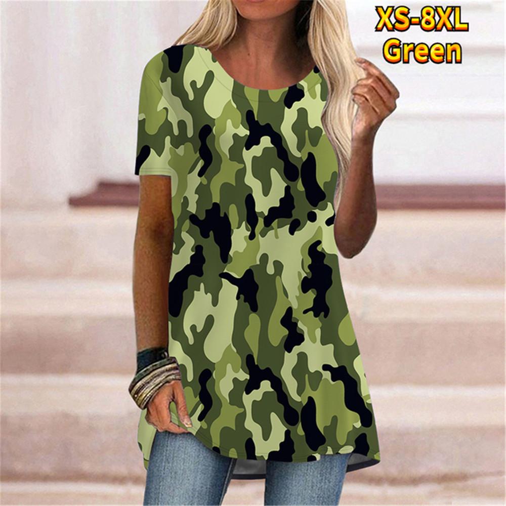 3D-принт с круглым вырезом, летний стиль Харадзюку, женский персонализированный камуфляж, модные удобные футболки с коротким рукавом, пуловер