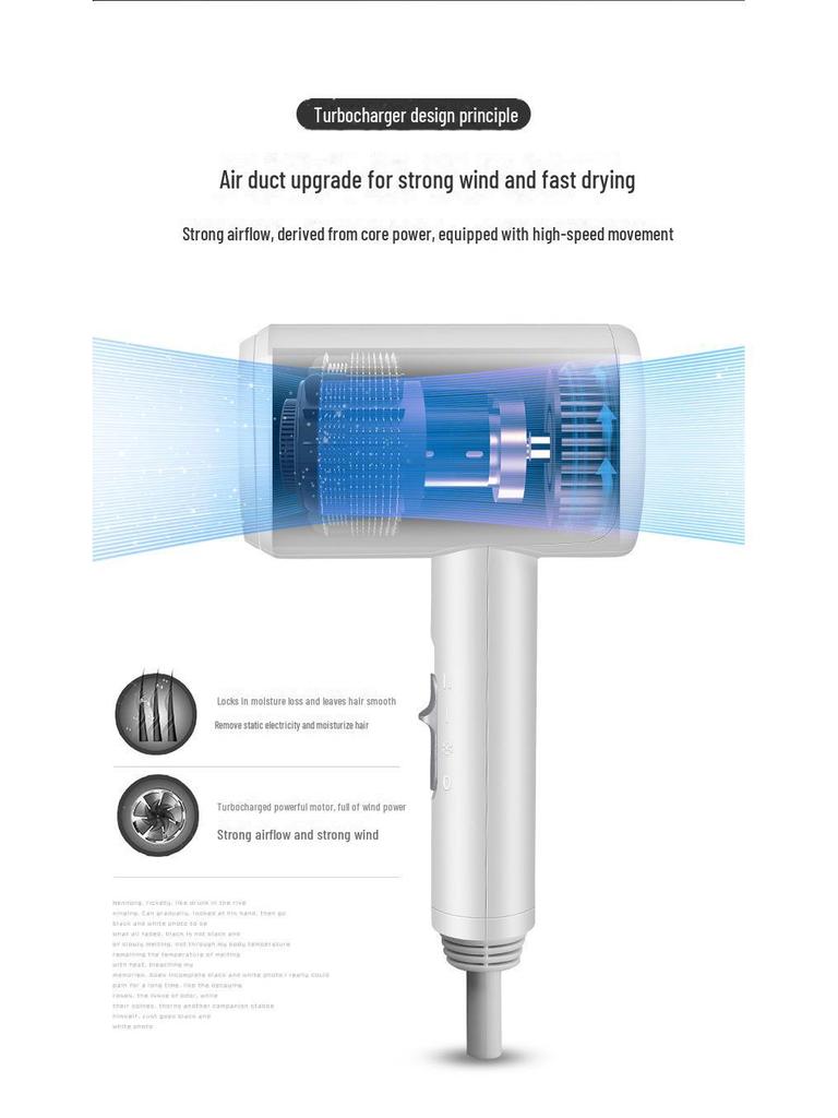Настенный малошумный фен, 3 скорости, свободная установка