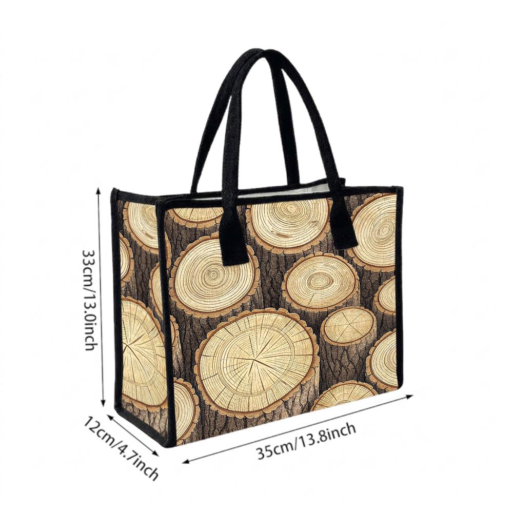 Wood Grain Print Tote Bag Casual Daily Large Capacity Shoulder Bag for Shopping Travel Commute