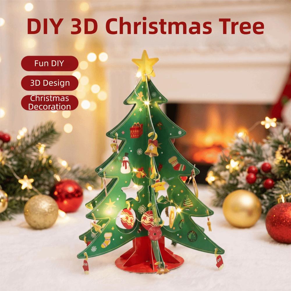 Colorful Christmas Tree DIY Craft Kit LED Tabletop Xmas Tree Beginner‑Friendly