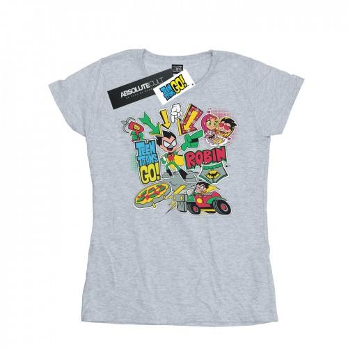 DC Comics Womens/Ladies Teen Titans Go Robin Montage Cotton T-Shirt