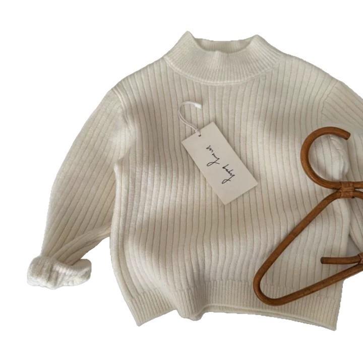 Thick Solid Knit Sweater for Baby Boys and Girls Winter Warm Base Layer Top