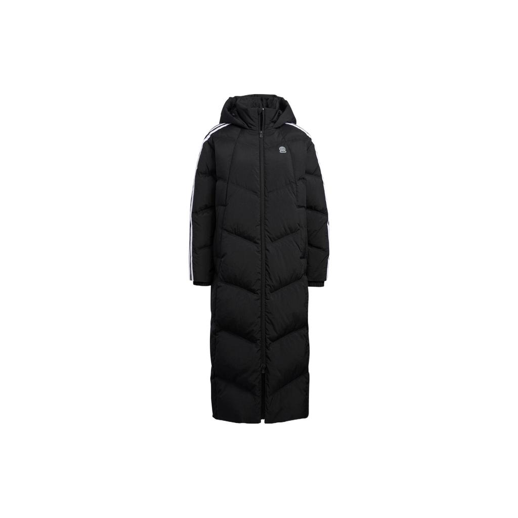 Adidas Neo Long Hooded Down Jacket With Logo Print And Three Stripe Details Women Jacket Black HN9866