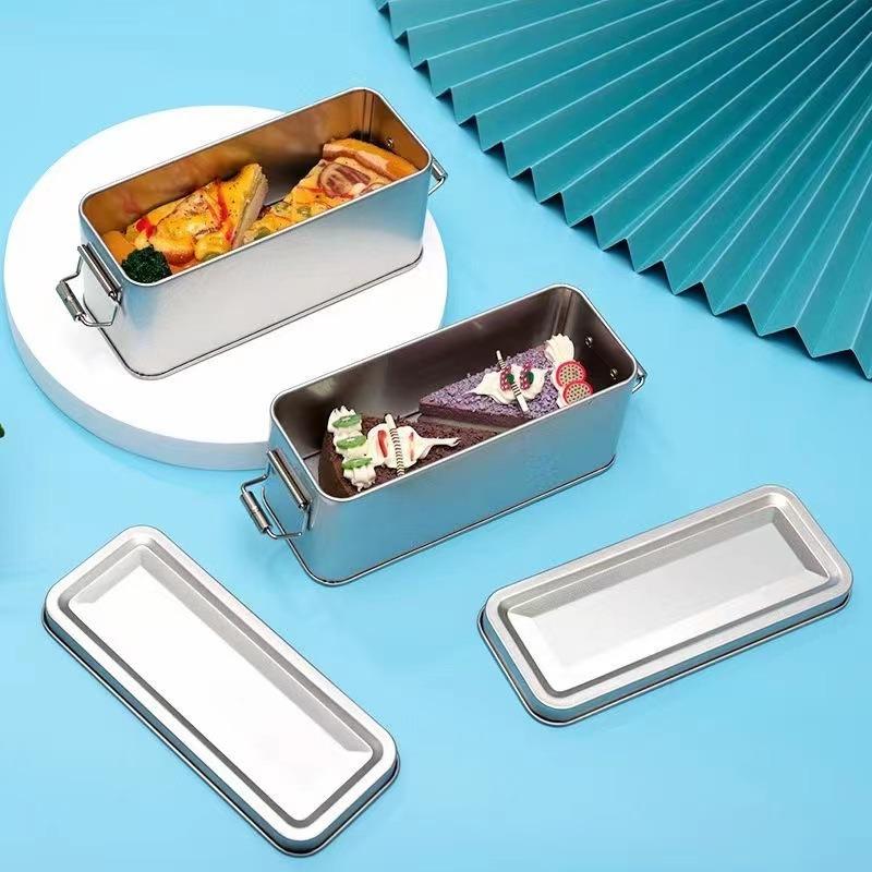 New Metal Rectangular Iron Box with Lid Storage Box Cake Packaging Box Durable Old-fashioned Buckle Iron Box