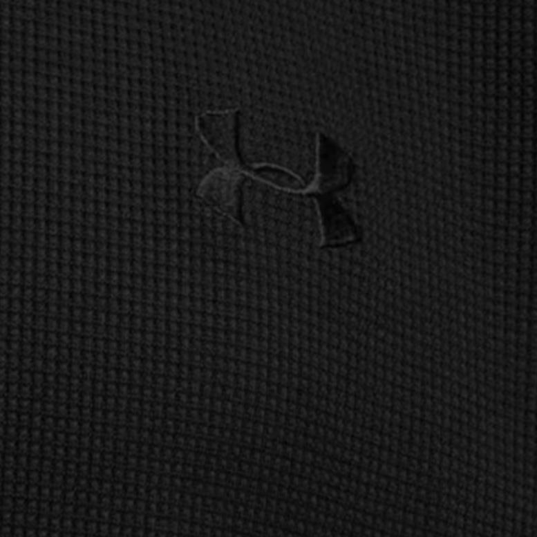 Under Armour Вафельная футболка хенли с логотипом, со спущенным плечом, с коротким рукавом, мужская, черная 6007562-001