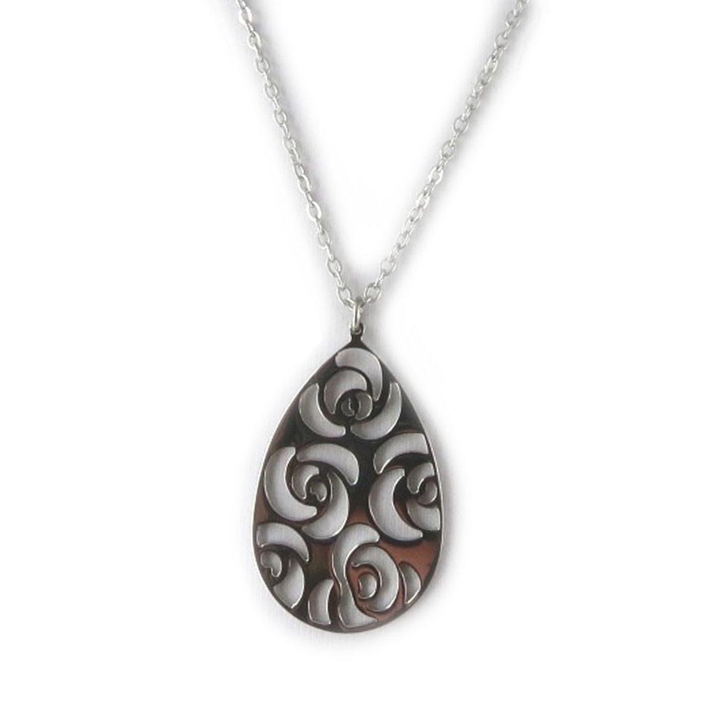 Altesse [L0377] - Silver 'Flora' Steel Necklace