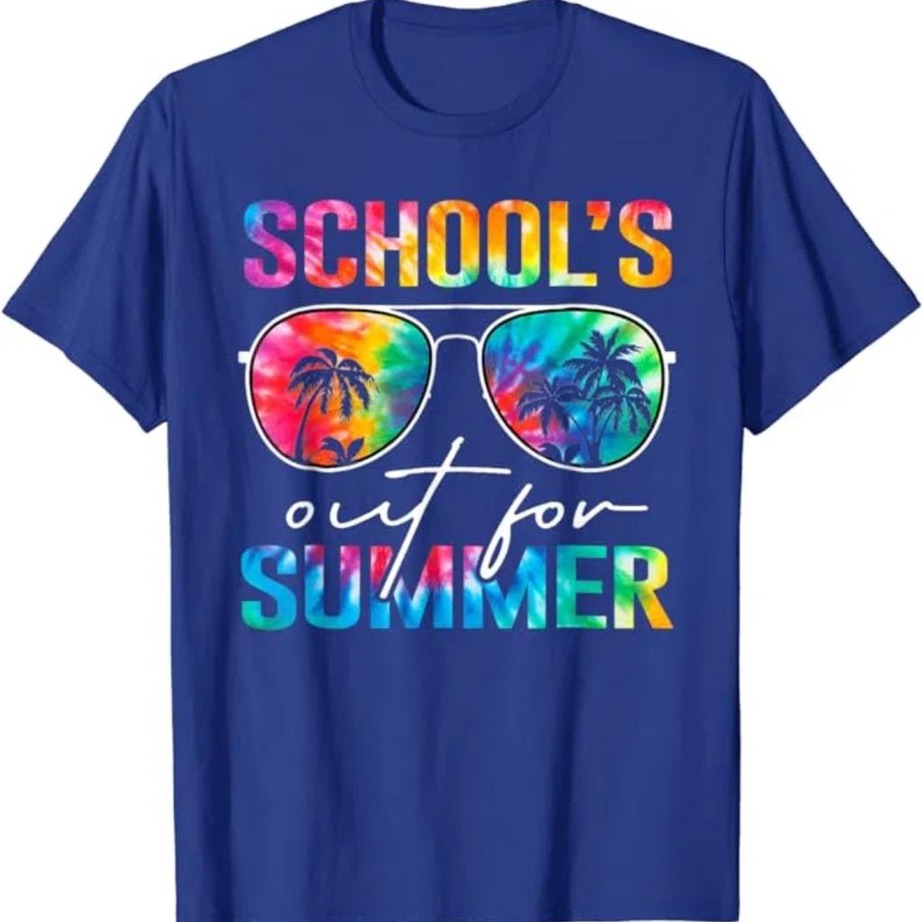 Schools Out for Summer Tie Dye Last Day of School Teacher T-Shirt Schoolwear Outfit Humor Funny Graduate Tee Top Graduation Gift