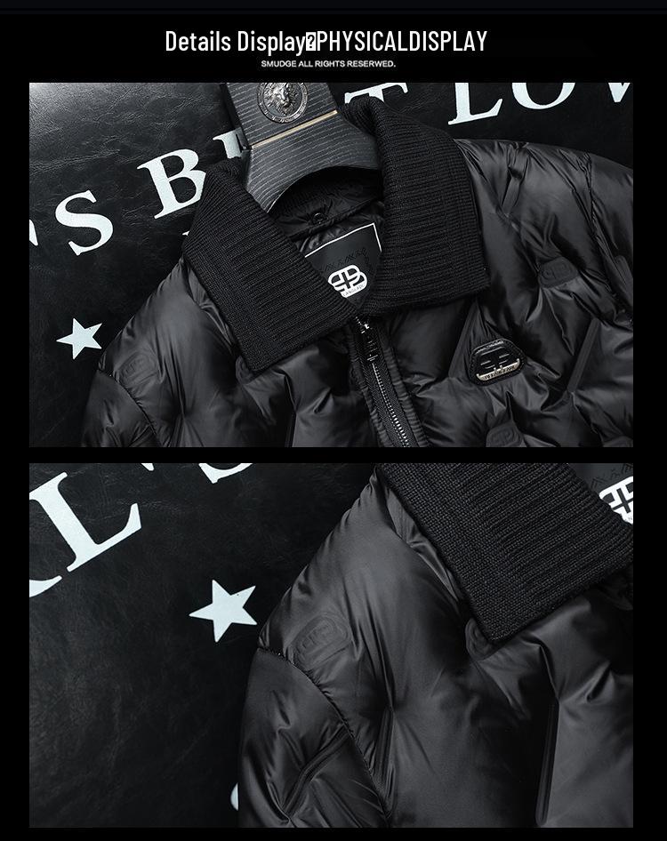 Европейская съемная воротник Темно-цветочный пуховик - Зимний модный тренд 2025 года для мужчин