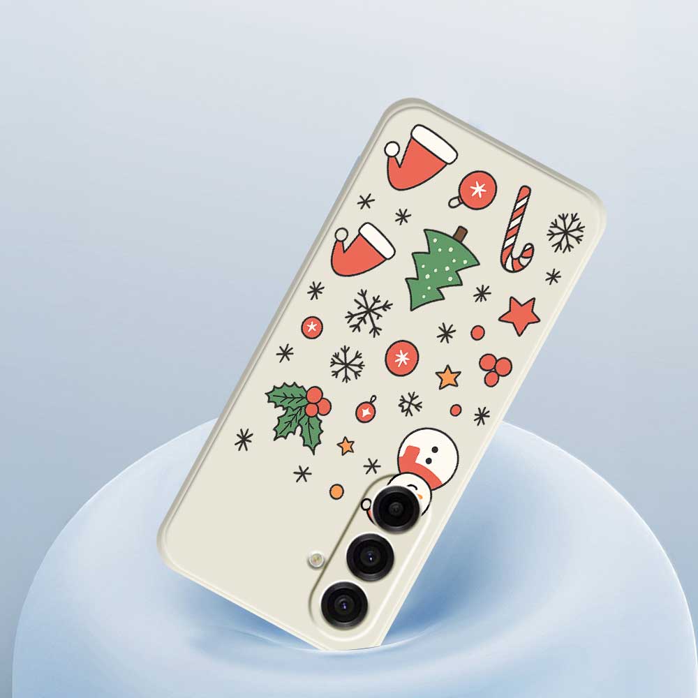 For Samsung Galaxy A17 5G Case Snowman and Santa Hat Pattern Printing Straight Edge TPU Phone Back Cover