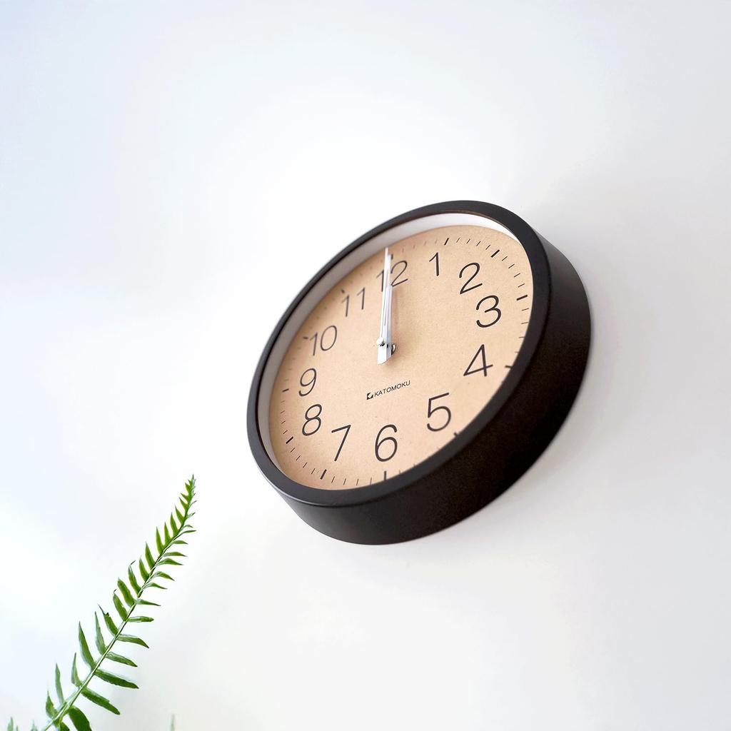 KATOMOKU muku clock 2, brown, km-45BRRC, wall clock with continuous second hand, 30.6cm diameter (radio-controlled clock)
