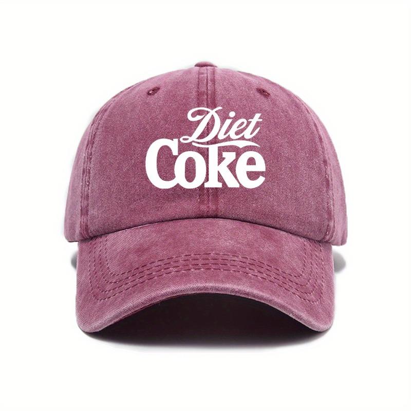 1pc Retro Washed "Diet Choke" Printed Baseball Cap for Women,Classic Casual Stylish Retro Adjustable Driver Cap for Party Tralve