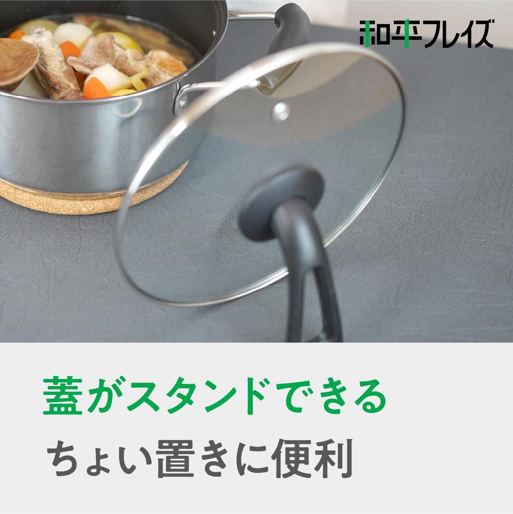 Двухручная кастрюля Wahei Freiz из нержавеющей стали с антипригарным покрытием, 24 см, фторполимерное покрытие, без ПФОК, совместима с индукционными и газовыми плитами, нержавеющая сталь RB-2892