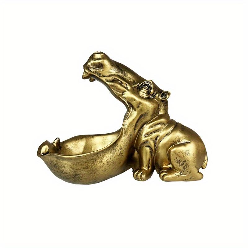 1pc Unique Hippopotamus Statue Storage Resin box,Funny Candy Dish&Key&Wrist Watch Bowl For Big Mouth Sculpture Office&Home Table Art Decor.