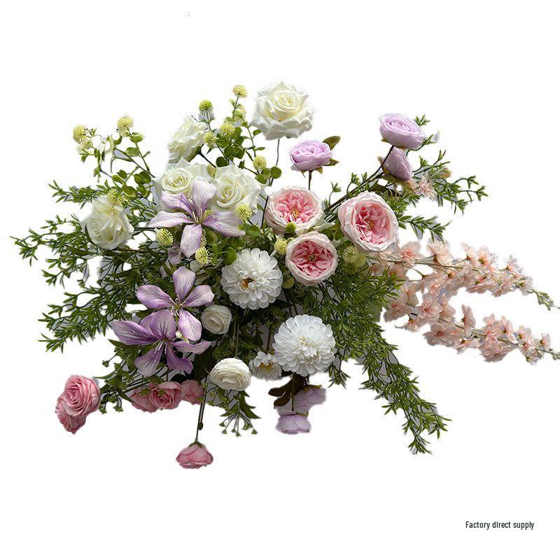 Mori Style Pink & Purple Cymbidium Flower Row for Wedding Aisle & Banquet Decoration