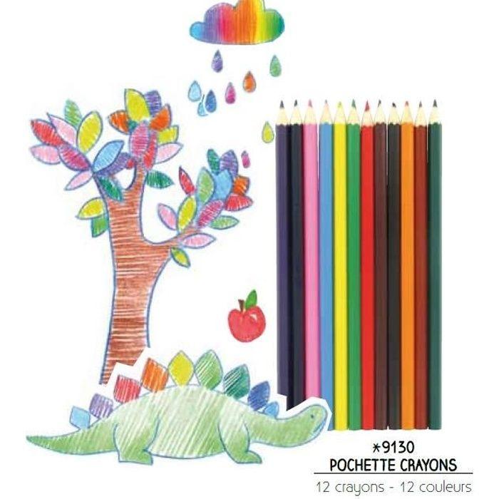 Crayons de couleurs - Multicolore - 12 pièces - Longueur 17,8 cm - Mine 2,8 mm - Bois