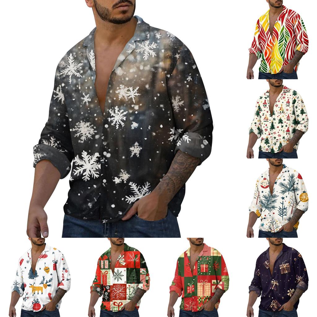 Men'S Casual Loose Fitting Long Sleeved Shirt Fashionable Lapel Shirt Top